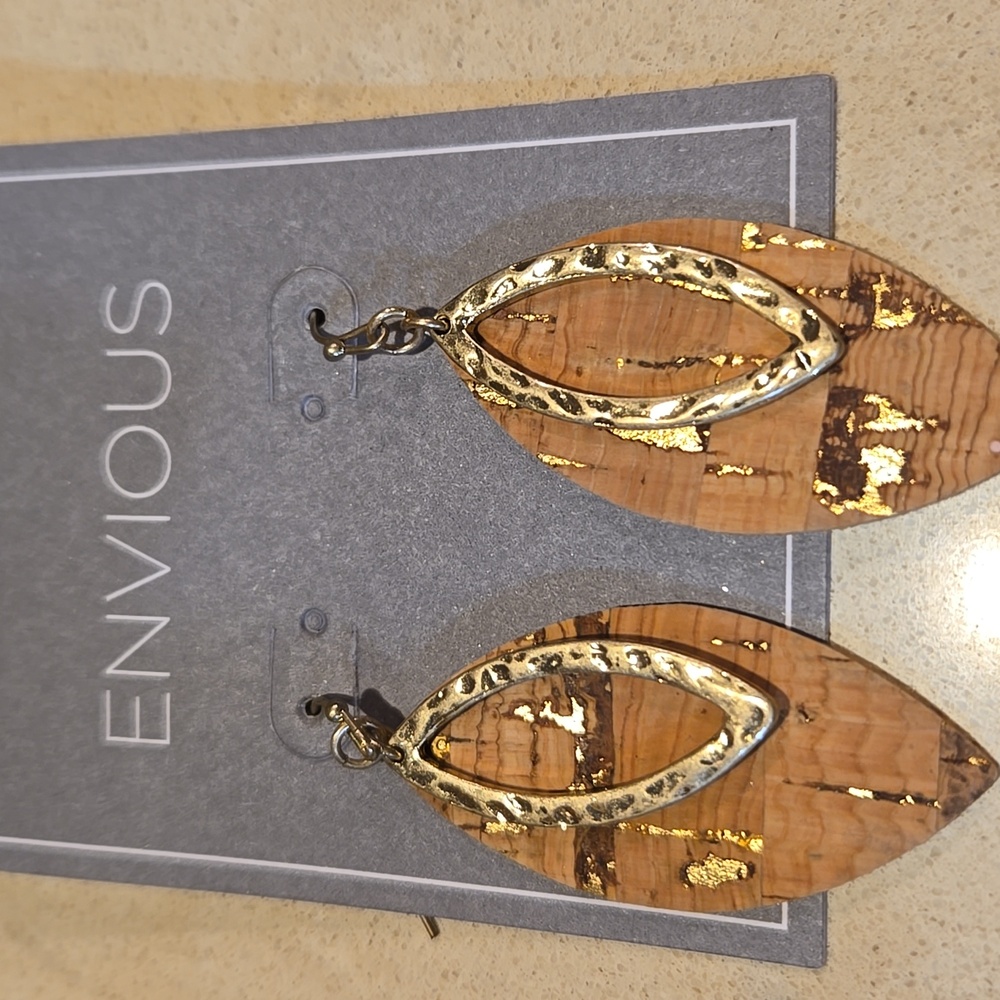 Envious Gold and Brown Leaf Earrings